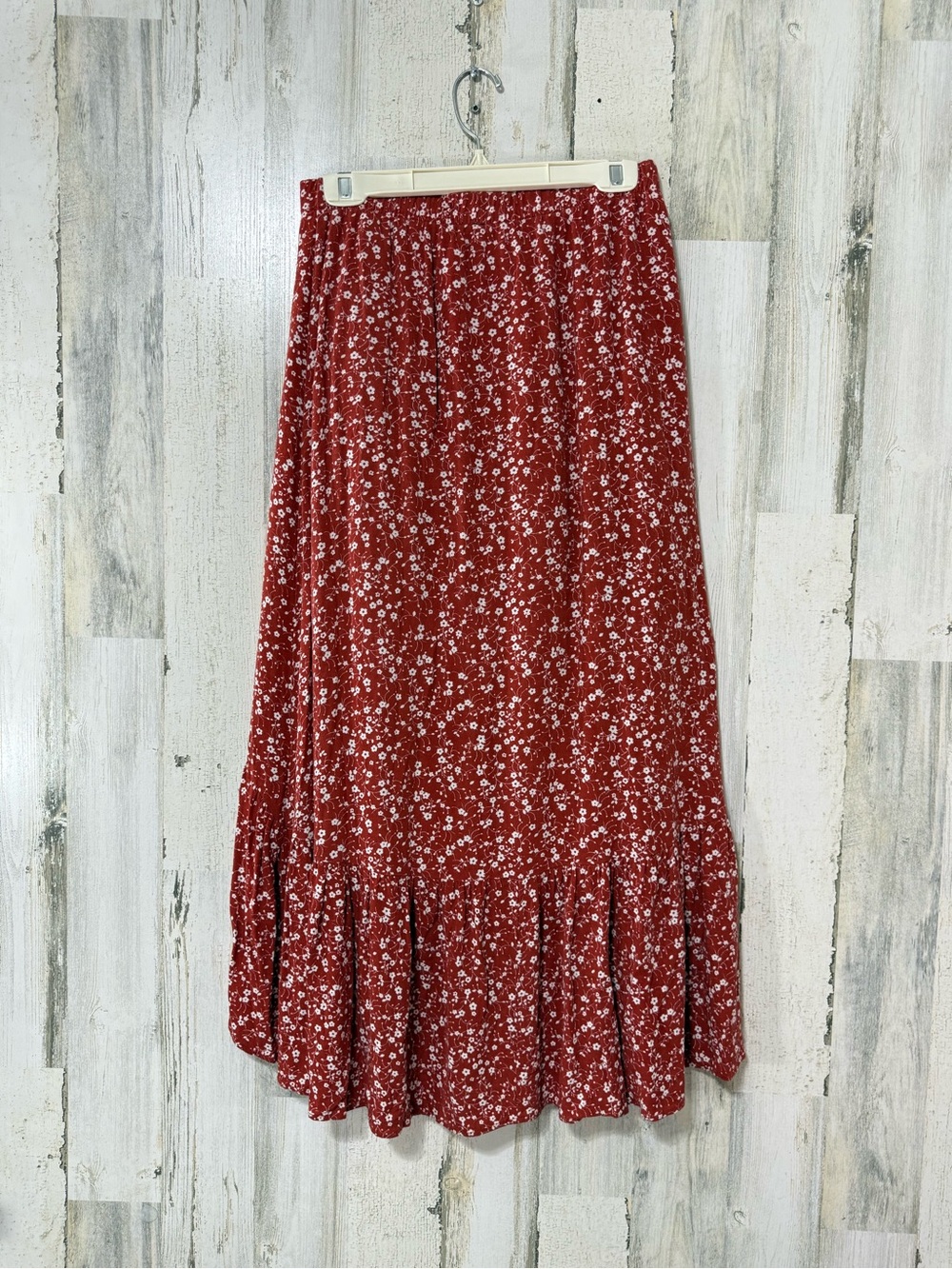 Blue Rain Red Floral Asymmetrical Hi-Low Wrap Skirt - Picture 4 of 11